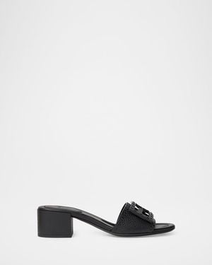 Fendi 45Mm Ff Baguette Vitello Leather Slide Sandals - White
