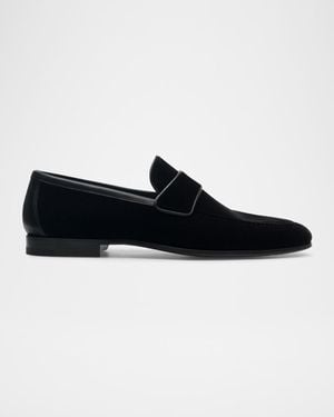 Magnanni Jasper Velvet And Leather Loafers - Black