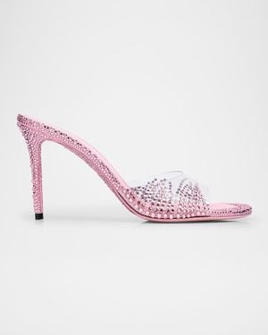Mach & Mach Crystal Flame Mule Heels - Pink