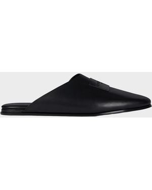 Givenchy Label Leather Mules - Black