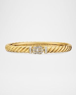 David Yurman Sculpted Cable Buckle Bracelet With Diamonds - Natural