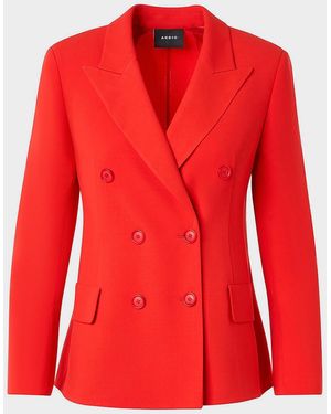 Akris Azalea Wool Double-Breasted Blazer - Red