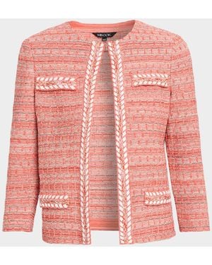Misook Whipstitch Tweed Jacket - Pink