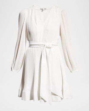 MILLY Liv Pleated Fit-&-Flare Dress - White