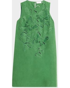 Tahari The Isabella Butterfly Embroidered Dress - Green