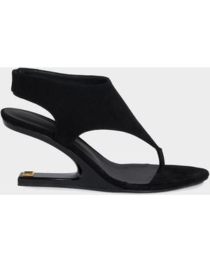 Balmain 75Mm Suede Thong Slingback Sandals - Black
