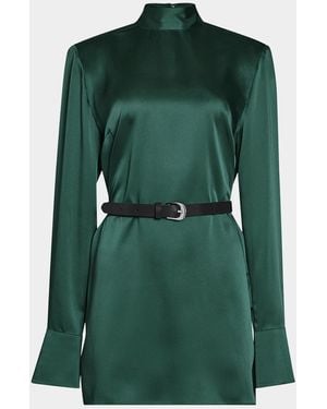 SER.O.YA Angrea Satin High-Neck Mini Dress - Green