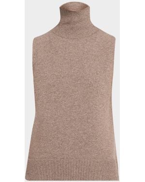 Brandon Maxwell Bruno Turtleneck Sleeveless Sweater - Brown