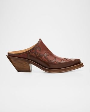 Gabriela Hearst Temperance Leather Western Mules - Brown