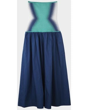 Ph5 Almond Strapless Mixed-Media Maxi Dress - Blue