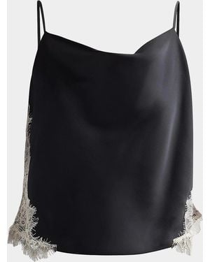 Cinq À Sept Esme Satin Lace-Trim Camisole - Green