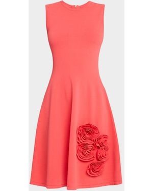 Lela Rose Rose Knit Sleeveless A-Line Dress - Red