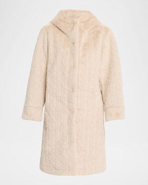 Kobi Halperin Myla Hooded Cable Faux Fur Coat - Natural
