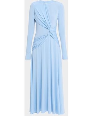 Prabal Gurung Long Sleeve Draped Sash Dress - Blue