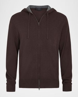 Vince Cashmere Blend Full-Zip Hoodie - Brown
