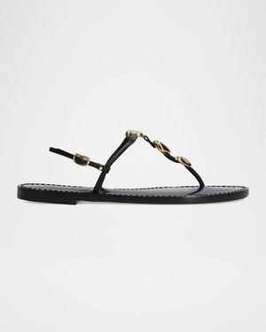 Amanu The Nairobi Leather T-Strap Sandals - Metallic