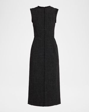 Michael Kors Sleeveless Fringe-Trim Midi Dress - Black