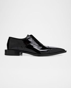 Lanvin Apos;S Point-Toe Laceless Leather Oxfords - Black