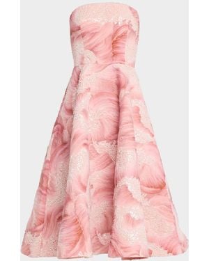 HELSI Vivi Strapless Floral Sequin Beaded Midi Dress - Pink