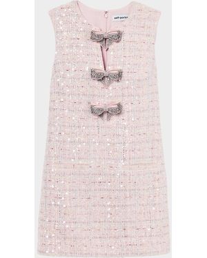 Self-Portrait Sequined Boucle Mini Dress - Pink