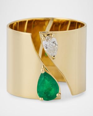 Lana Jewelry Emerald And Pear Diamond Cigar Band - Green