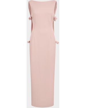 BERNADETTE Colette Bow Low-Back Cape Sleeveless Gown - Pink