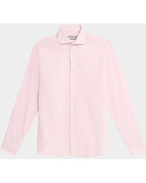 Canali Apos;S Textured Twill Dress Shirt - Pink