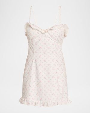 LoveShackFancy Stephania Floral Cotton Mini Dress - Natural