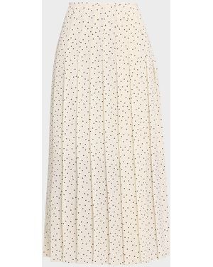 Theory Pleated Polka Dot Wrap Skirt - Natural