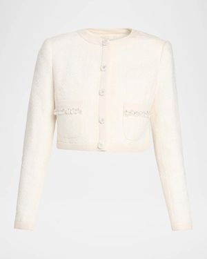 LoveShackFancy Alphie Bouclé Tweed Jacket - White