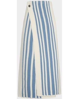 Malo Striped Wool-Cashmere Knit Maxi Skirt - Blue