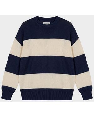 SER.O.YA Cassian Striped Linen-Blend Sweater - Blue