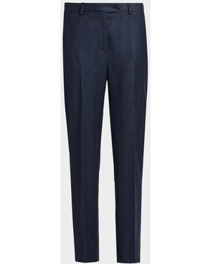 Kiton Pinstriped Stretch Wool Pants - Blue
