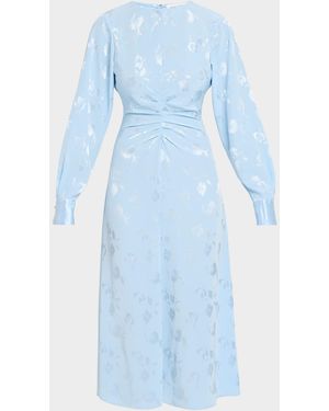 Prabal Gurung Long Sleeve Ruched Midi Dress - Blue