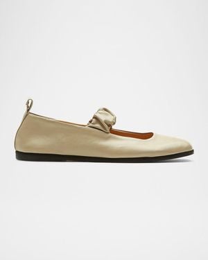La Canadienne Leather Mary Jane Ballerina Flats - Natural