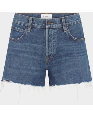 FRAME The Long Hand Denim Shorts - Blue