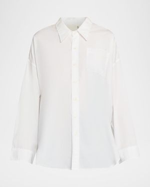 R13 Drop Neck Oxford Shirt - White