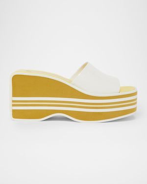 Chloé 90Mm Swimming Cool Patent Leather Platform Mules - Yellow