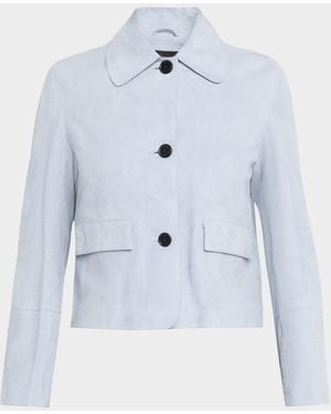 Arma Button-Front Lambskin Suede Jacket - Blue