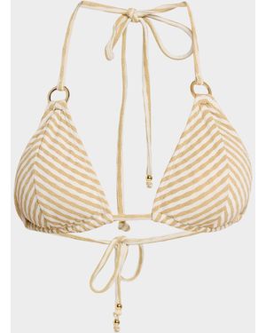 Shoshanna Mitered Striped Bikini Bottoms - Natural