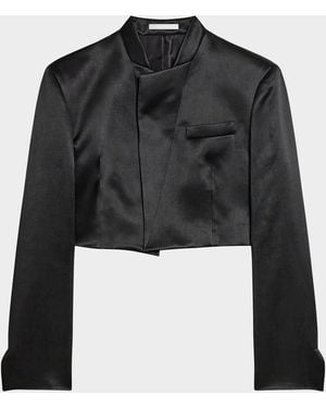 Helmut Lang Cropped Satin Blazer - Black