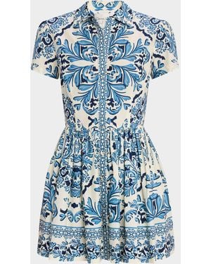 Cara Cara Noor Short-Sleeve Mini Dress - Blue