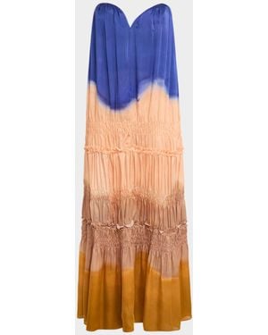 Ulla Johnson Veil Strapless Silk-Chiffon Gown - Blue