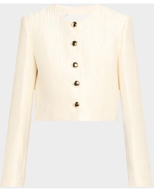 Brandon Maxwell The Ryder Crewneck Single-Breasted Jacket - Natural
