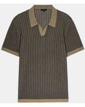 Rails Apos;S Langley Ripple Open Knit Short-Sleeve Polo Shirt - Green