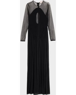 Et Ochs Suri Knit Basque-Waist Illusion Gown - Black