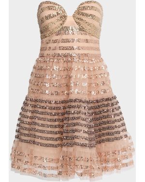 BCBGMAXAZRIA Strapless Ombre Sequin Mini Dress - Natural