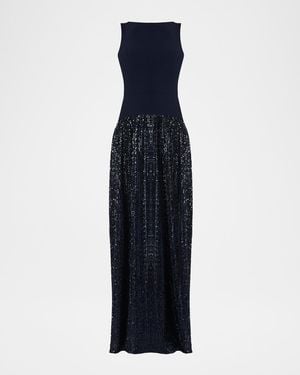 Shoshanna Dorothy Sleeveless Sequin Crepe Maxi Dress - Blue