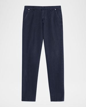 Kiton Straight Fit Flat-Front Pants - Blue