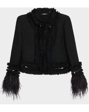 Emanuel Ungaro Dune Sequined Feather-Trimmed Blazer - Black